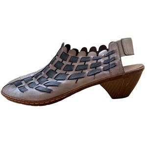 Rieker Antistress Women Gray Woven Leather‎ Slingback Sandals Size 40/9